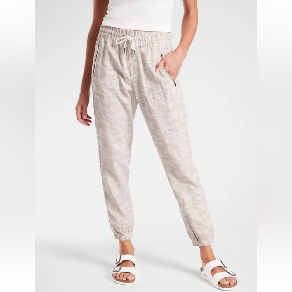 Athleta Cabo Linen Joggers Camo 6T